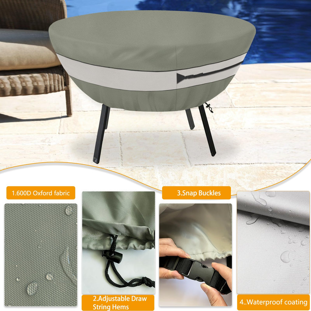 Round Patio Table Cover, Suitable for 36 Inch Diameter Patio Round Table, Waterproof Heavy Duty Round Outdoor Coffee