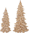 Winter Botanicals 15" Tree, Set of 2 - Festive Miniature Tree Sculpture and Tabletop Holiday Decoration - Cute