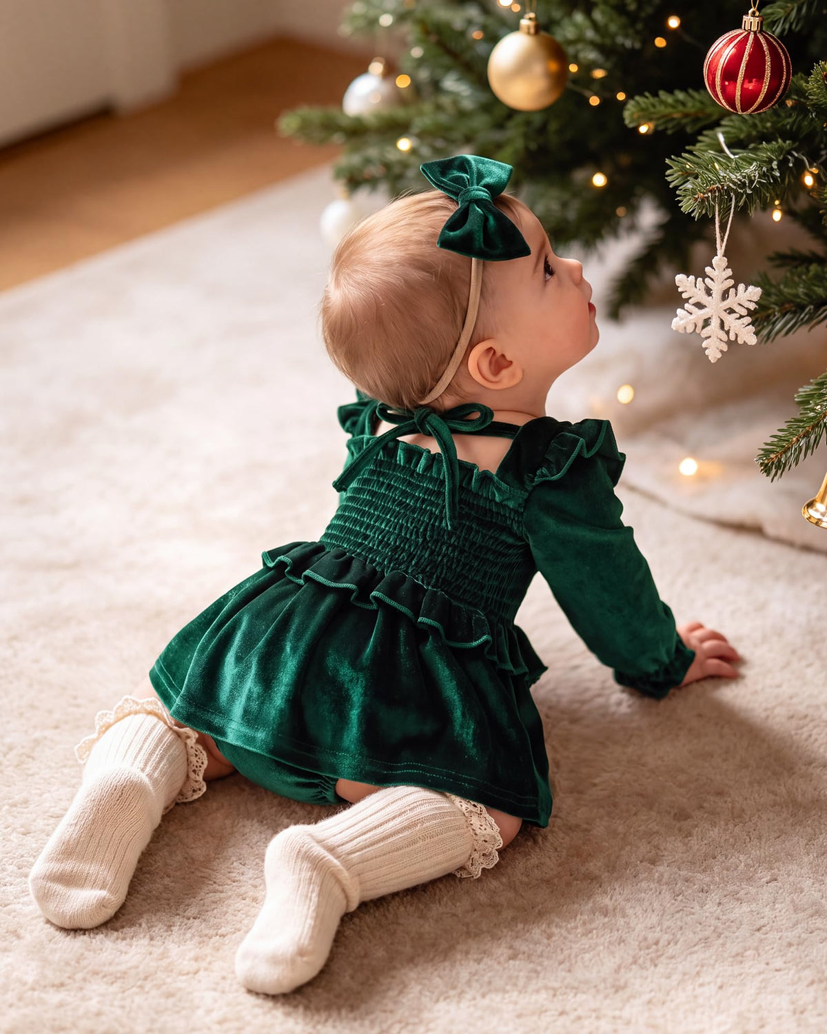 Baby Girl Velvet Romper Dress Newborn Infant Long Sleeve Clothes