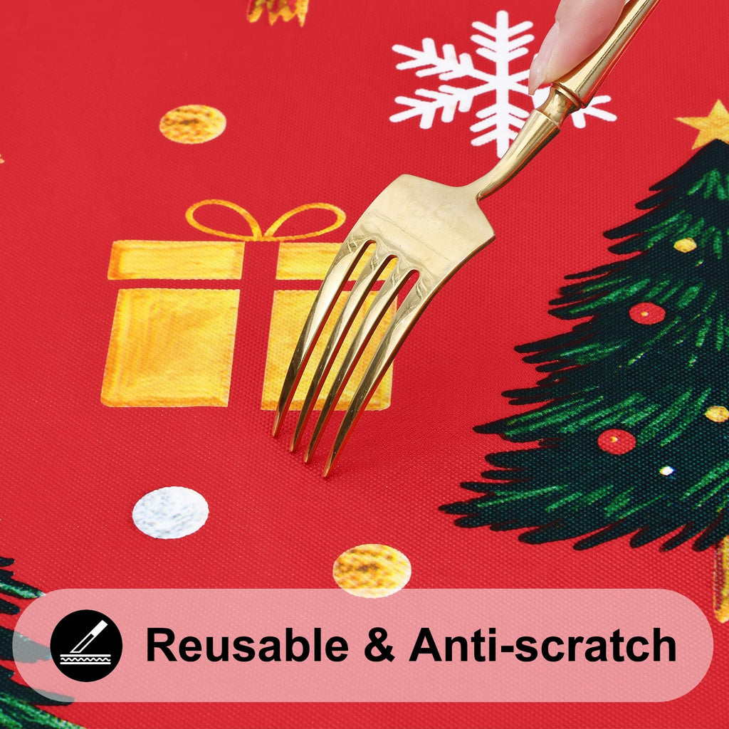 Christmas Round Table Cloth, Fitted Table Cover for 42"-50" Tables