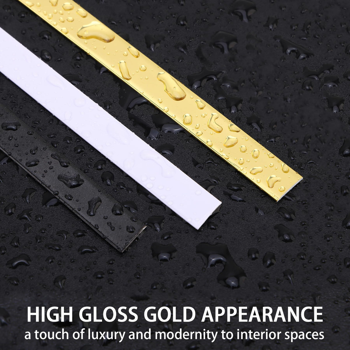 Glossy Black Peel and Stick PVC Molding Trim, Flexible DIY Wall Accent Strip for Mirror Frame, Cabinet, Edges &