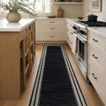 Striped Border Machine Washable Non-Slip Runner Rug, Black