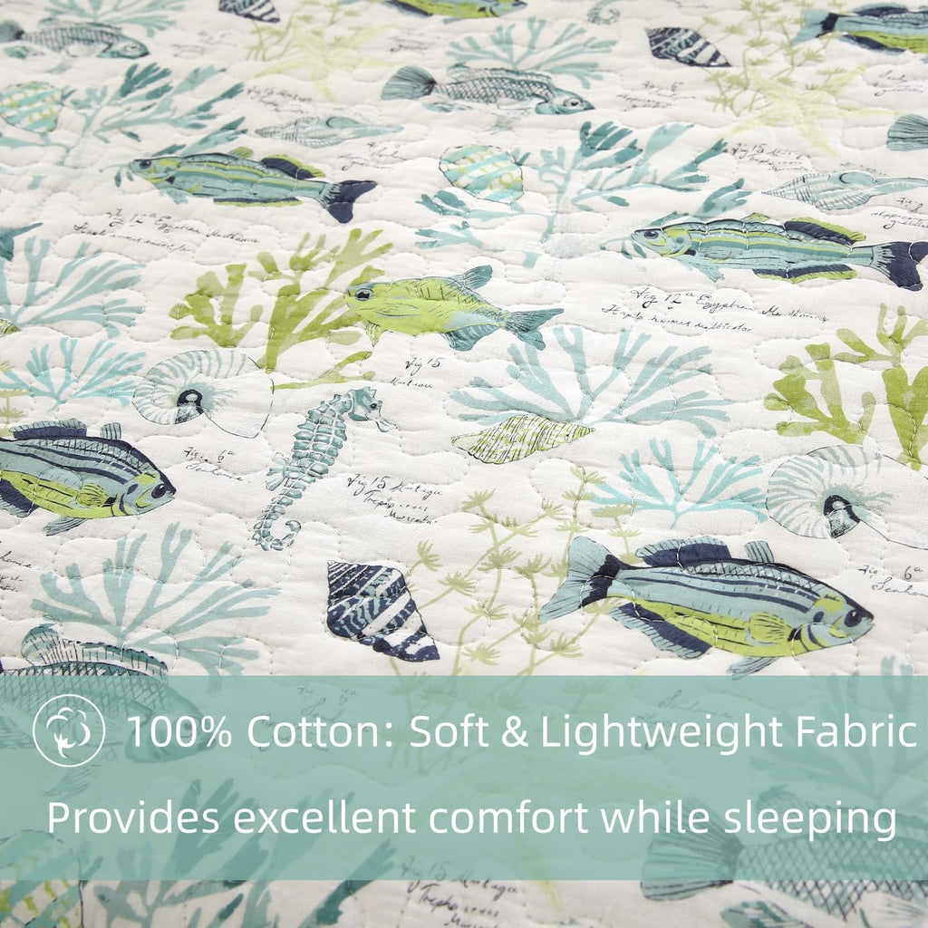 Quilt 3 Pieces Pre-Washed Cotton Coverlet Reversible All Season Lightweight Oversized Bedspread Summer