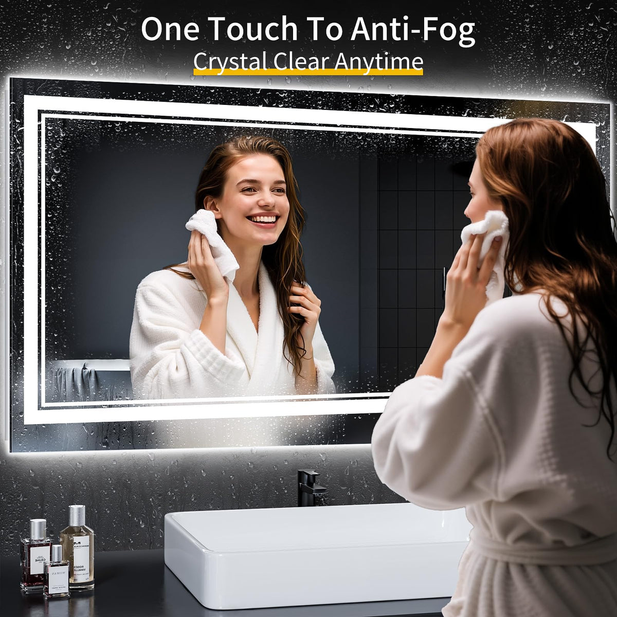 42"x24" LED Bathroom Mirror with Lights,Anti-Fog,3 Color Modes