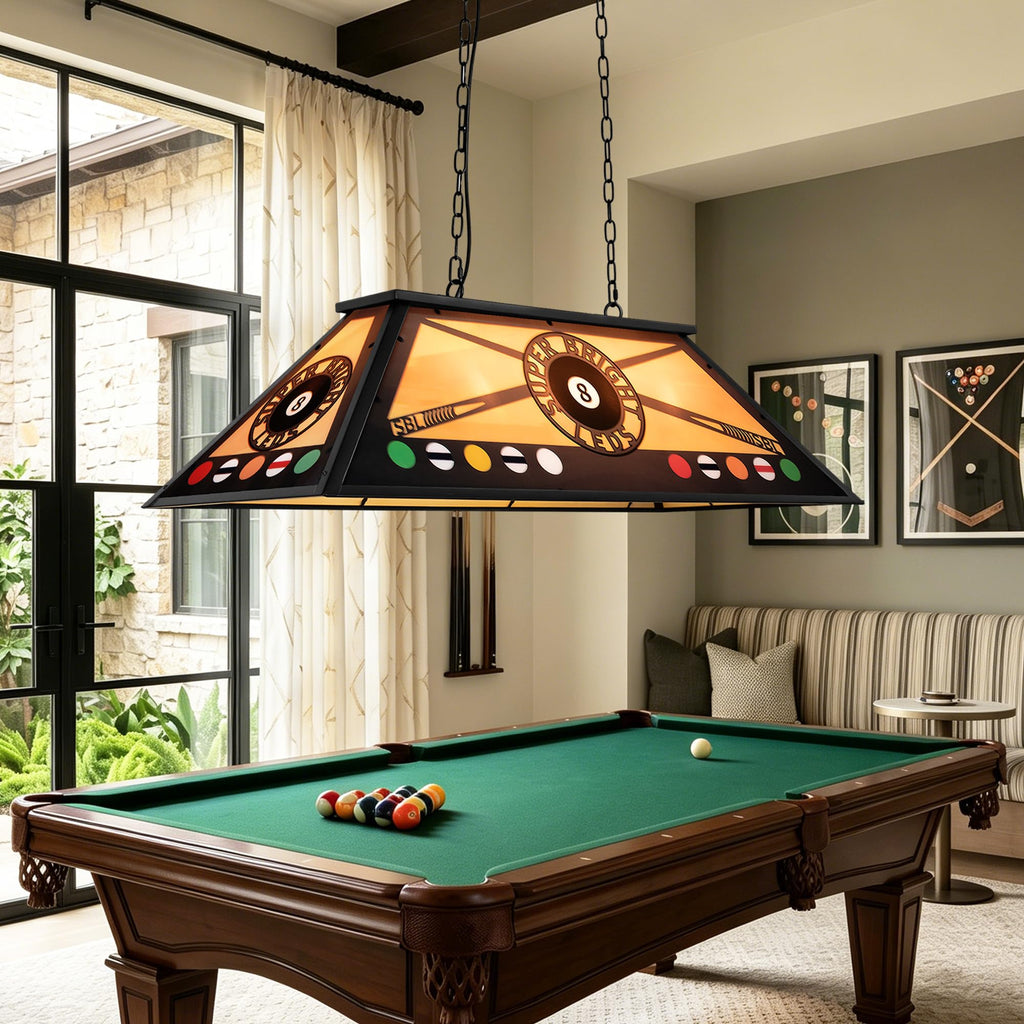 Vintage Pool Table Light Fixture, Tiffany Pool Table Lights Hanging Over 7'-8' Pool Table, 43" Billiard Table