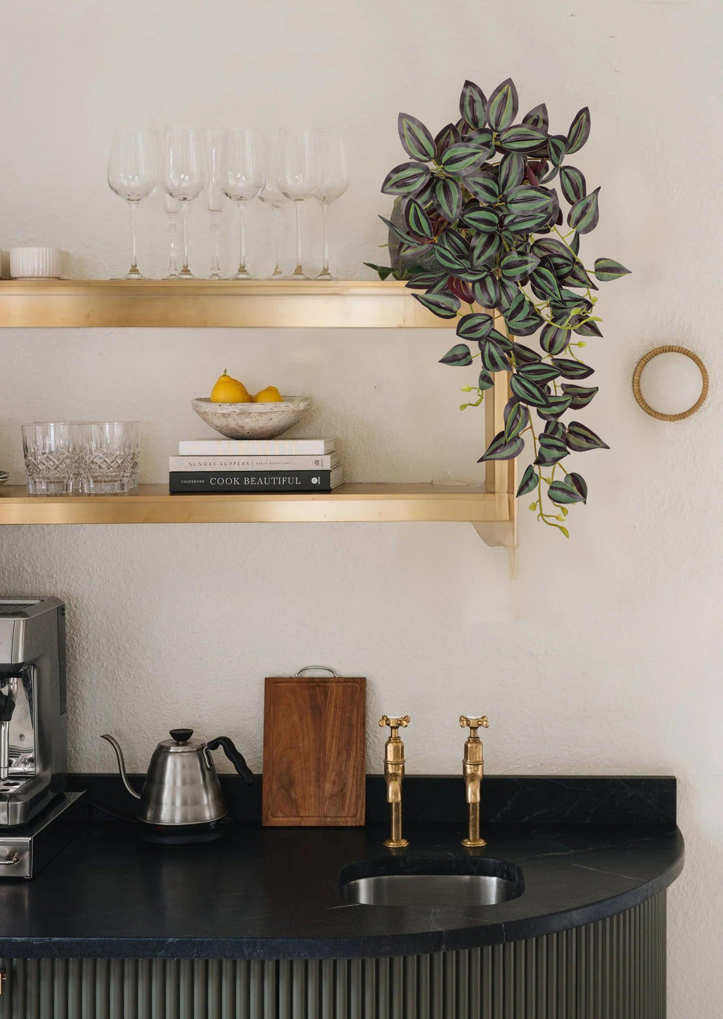 Fake Hanging Plants Artificial Hanging Plants 26" Faux Wandering Jew Hangings Leaves Plant for Wall Shelf Home Indoor
