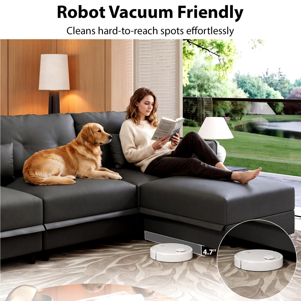 Faux Leather Oversized 14 Seats Sectional Sofa with Storage