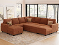 Oversized Sofa Bed Modular Sectional Sleeper Sofa with Pull Out Bed L Shaped Couch with Storage Chaise Brick Red Couch