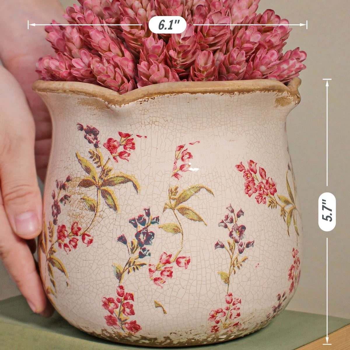 French Farmhouse Ceramic Flower Pot & Utensil Holder for Indoor/Outdoor