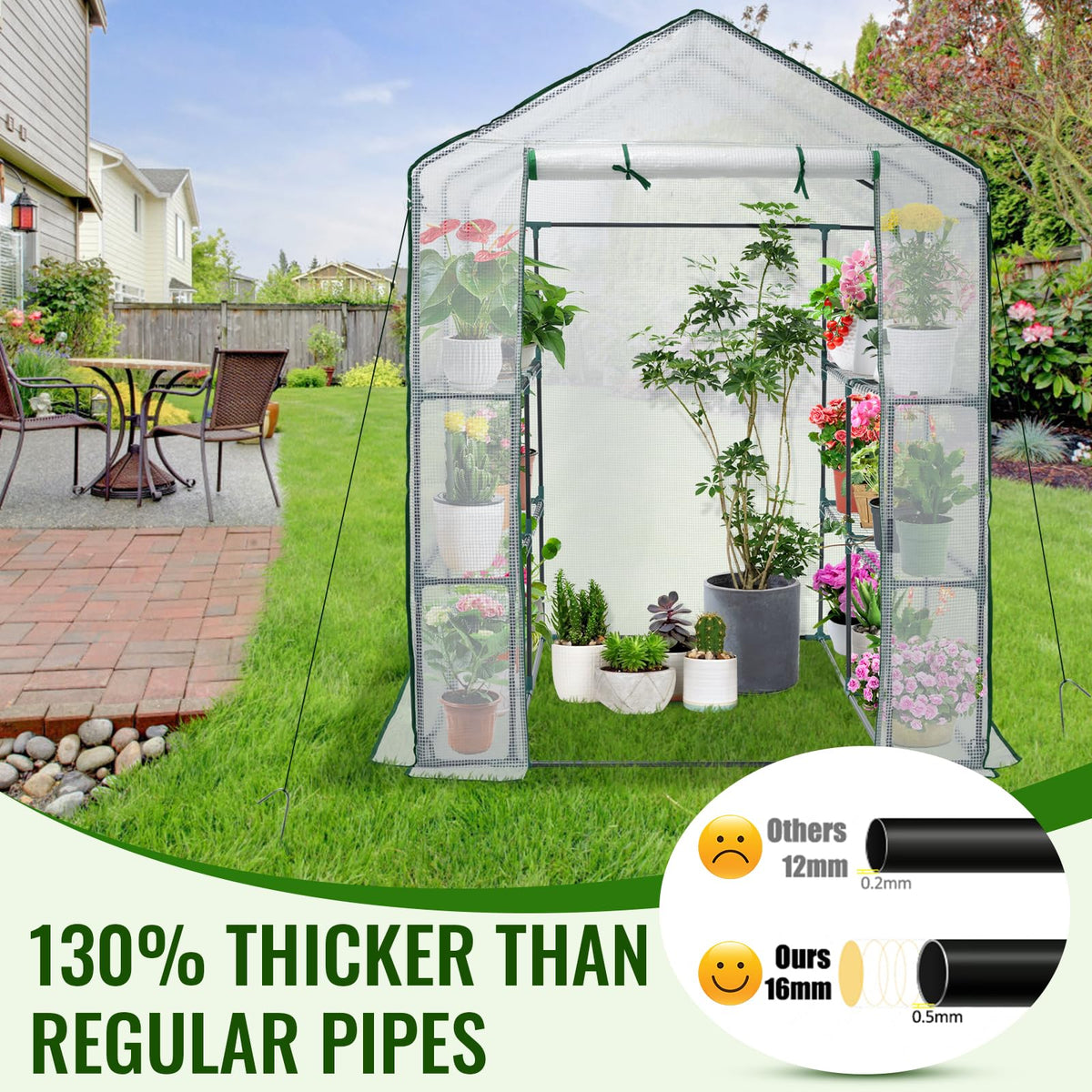 Greenhouse, 57 × 57 × 76" Portable Green House for Outdoor Indoor