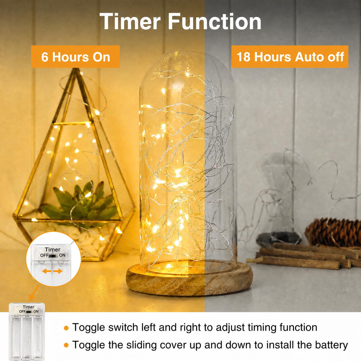 8 Pack Fairy Lights Battery Operated with Timer, 16FT String Lights