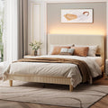 Queen Bed Frame with Headboard,Platform Queen Bed Frame with LED Lighting,Bed Frame Wooden Slats Support,No Box
