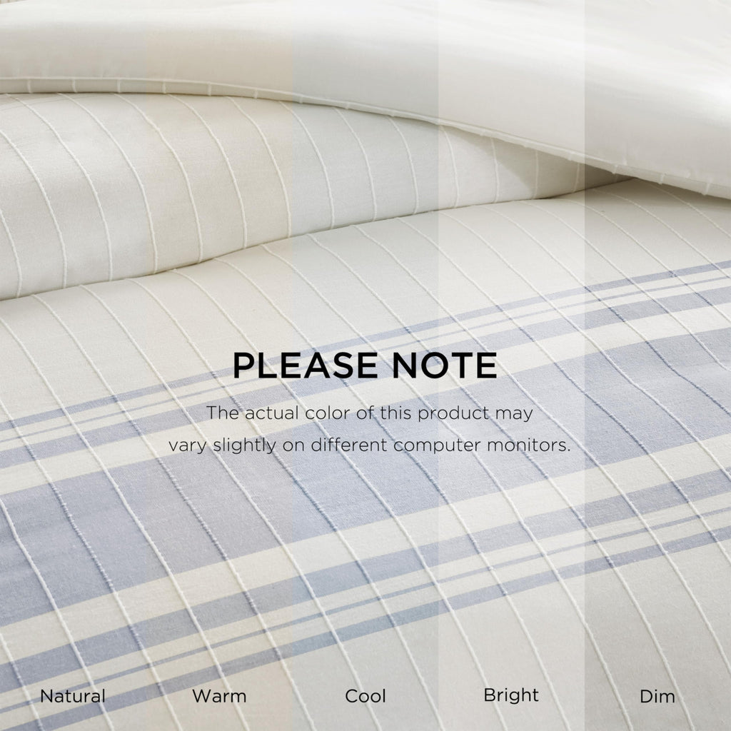 Duvet Cover Set, Stripes Clipped Jacquard, Cotton Oversized Duvet Cover for a -Size Bed, Farmhouse Bedding