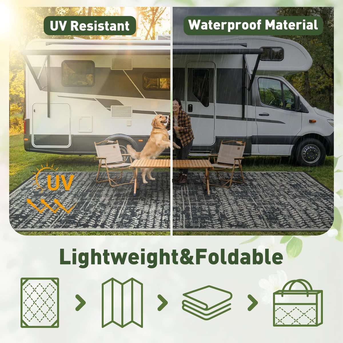 Outdoor Rug Waterproof-Patio Rug Mat Outdoor RV Camping Picnic Beach Mat Plastic Straw Rugs Outside Outdoor Area