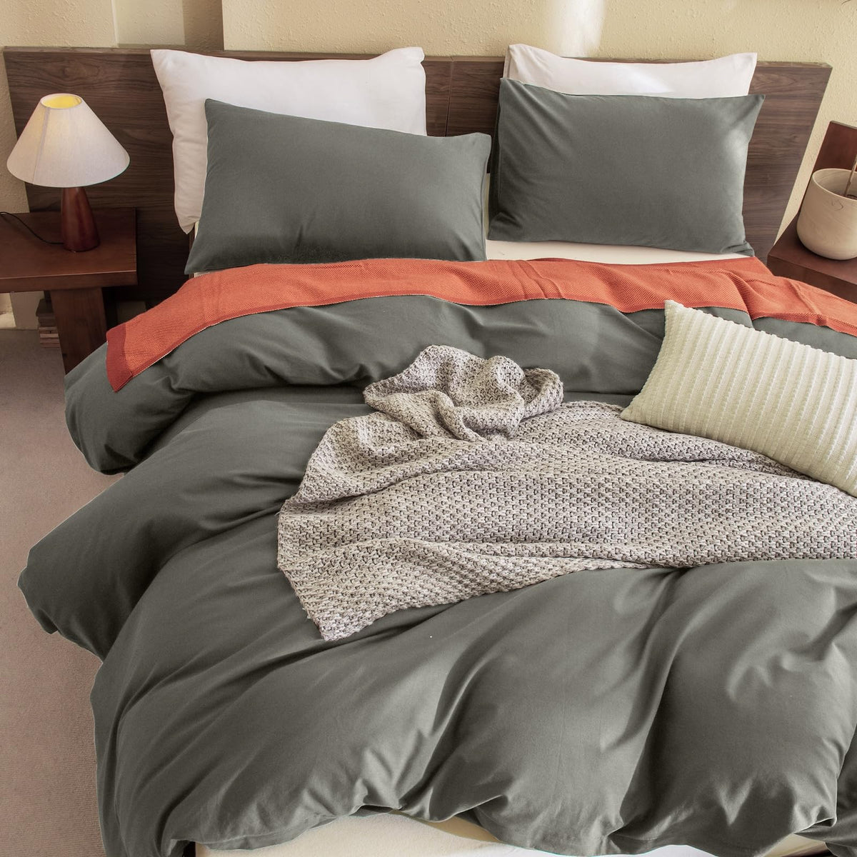 Green King Size Comforter Set, Cotton Lightweight Fluffy Ultra Soft Boho Bedding Comforter Sets 3 Pieces(1 Comforter