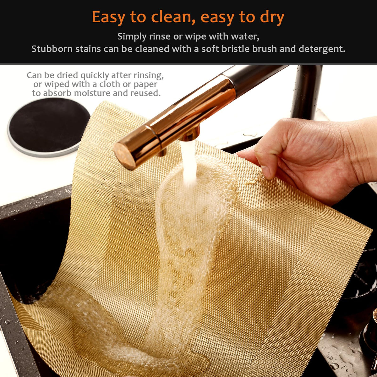 Gold Vinyl Placemats Set of 6, Heat Resistant Table Placemats