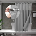 Waffle Weave Shower Curtain with Snap-in Liner Set Gray, 71x72