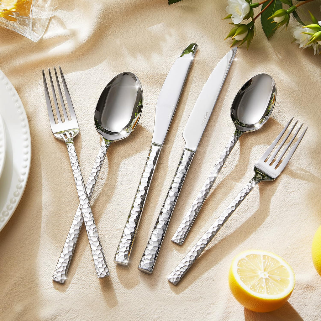 24 Piece Silverware Set with Steak Knives for 4,18/10 Stainless Steel