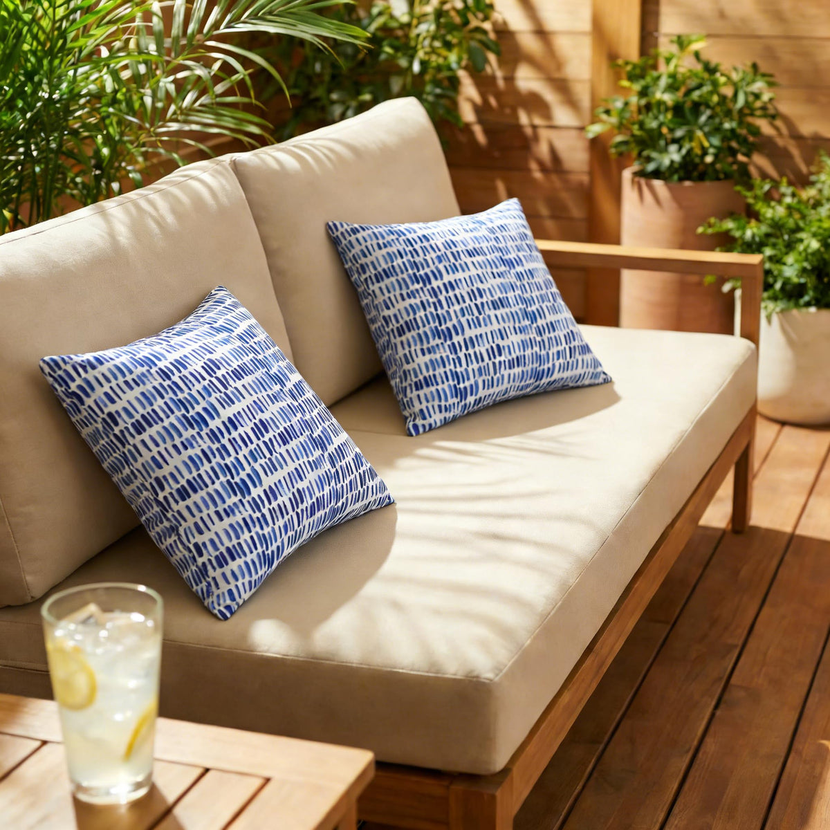 18x18 Pillows Blue and White Outdoor Pillows Cover with Inserts