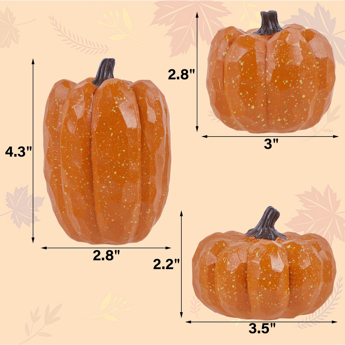 Artificial Pumpkins Decor Orange Pumpkin Fall Decoration, Set of 3