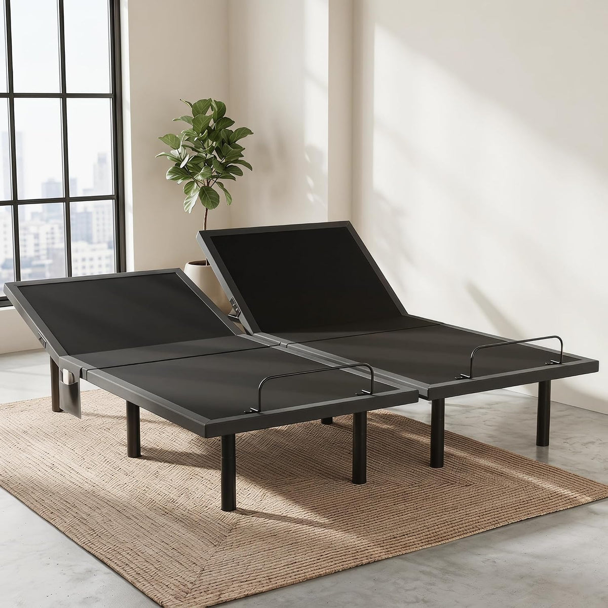 Split King Adjustable Bed Frame Electric Base, Head & Foot Incline