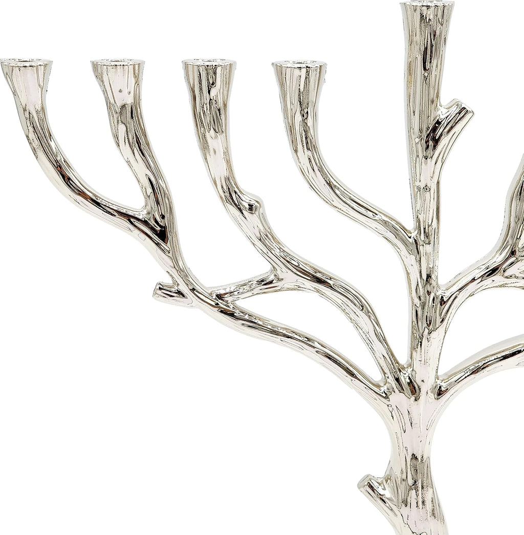 Tree of Life Nickel Finish Full Size 10 Inches for Hanukkah Fits Standard Chanukah Candles - Collectible Artistic