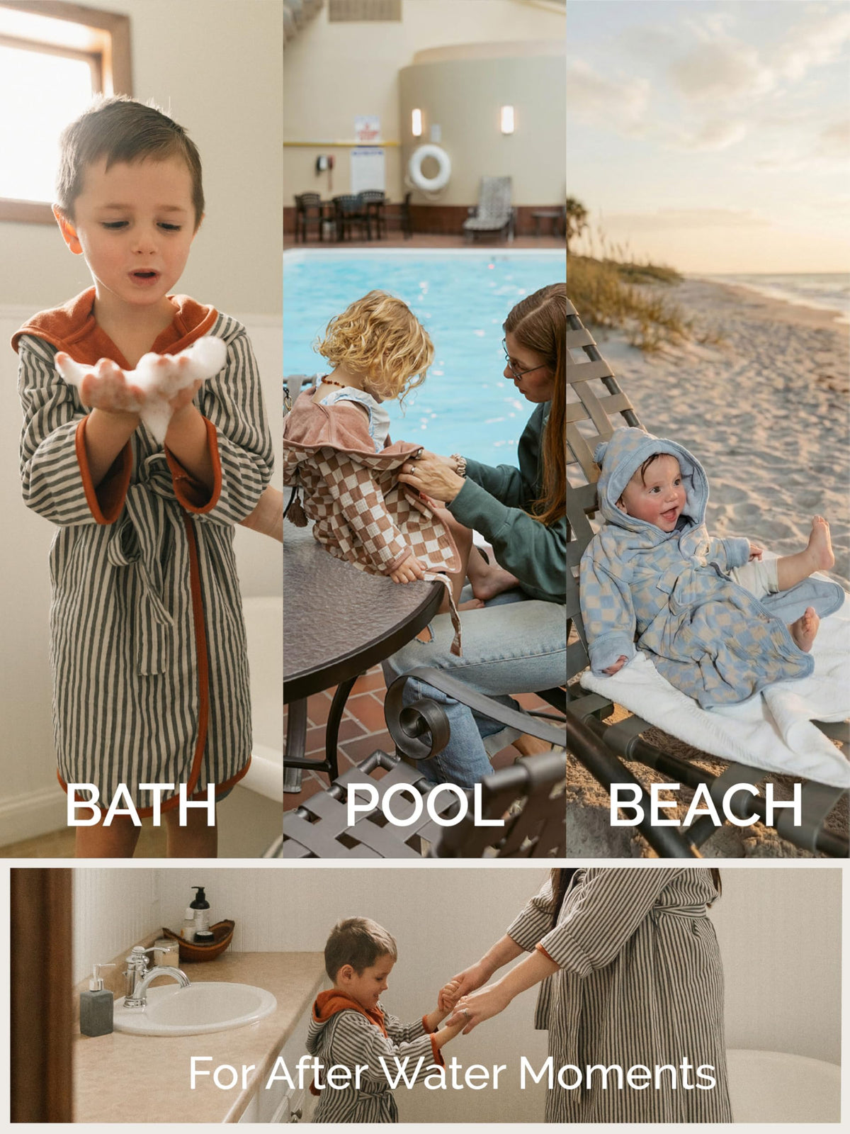 Toddler Bath Robe, Kids Hooded Bathrobe & Swim Cover Up, Rosewood 3-5 year