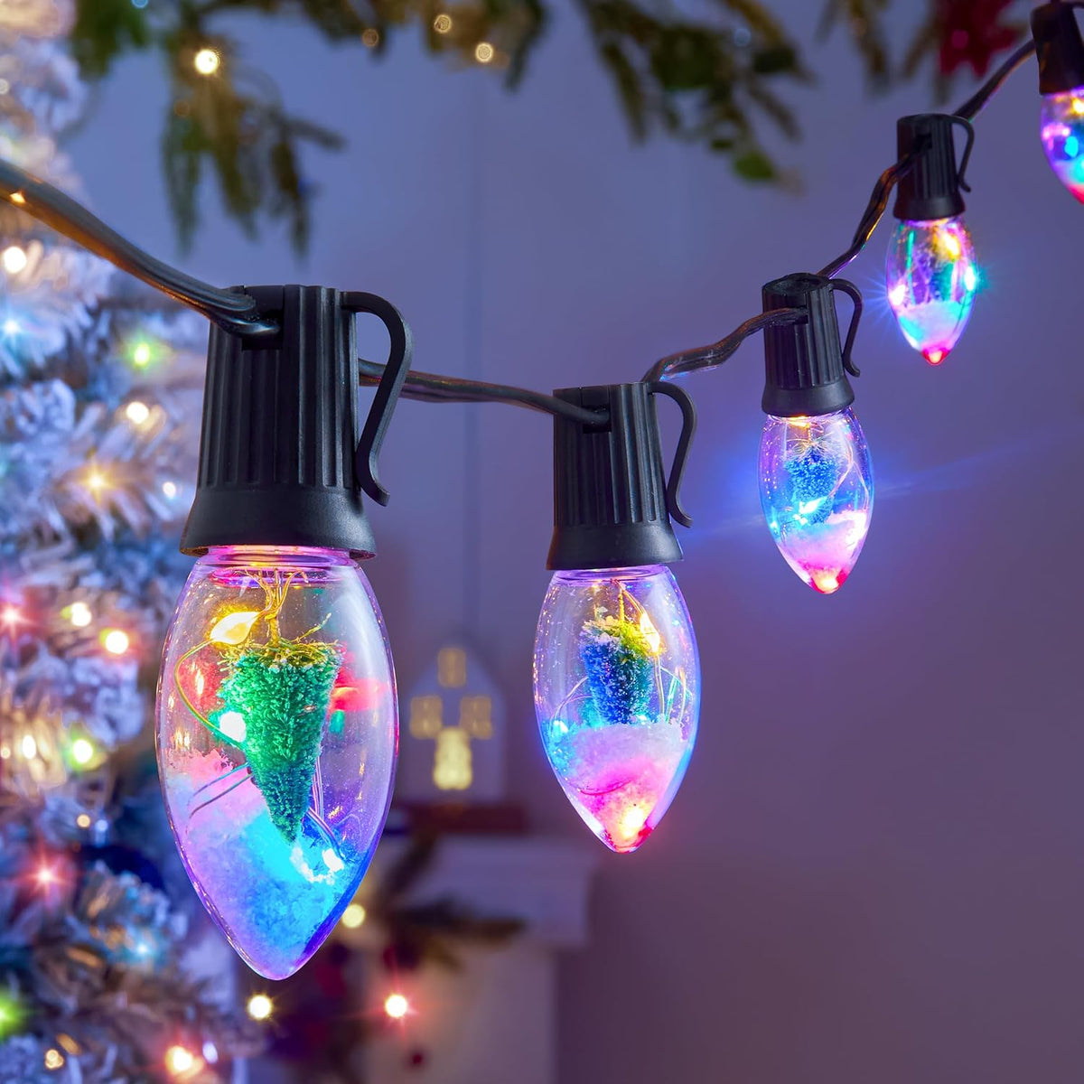 C9 LED Christmas Lights Outdoor, 45 Ft C9 String Lights with 40 Shatterproof LED Bulbs, 3 Light Mode, Connectable