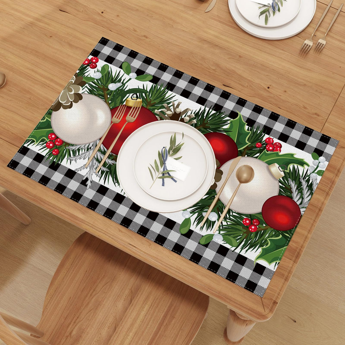 Christmas Placemats Set of 4, Xmas Decorations Decor