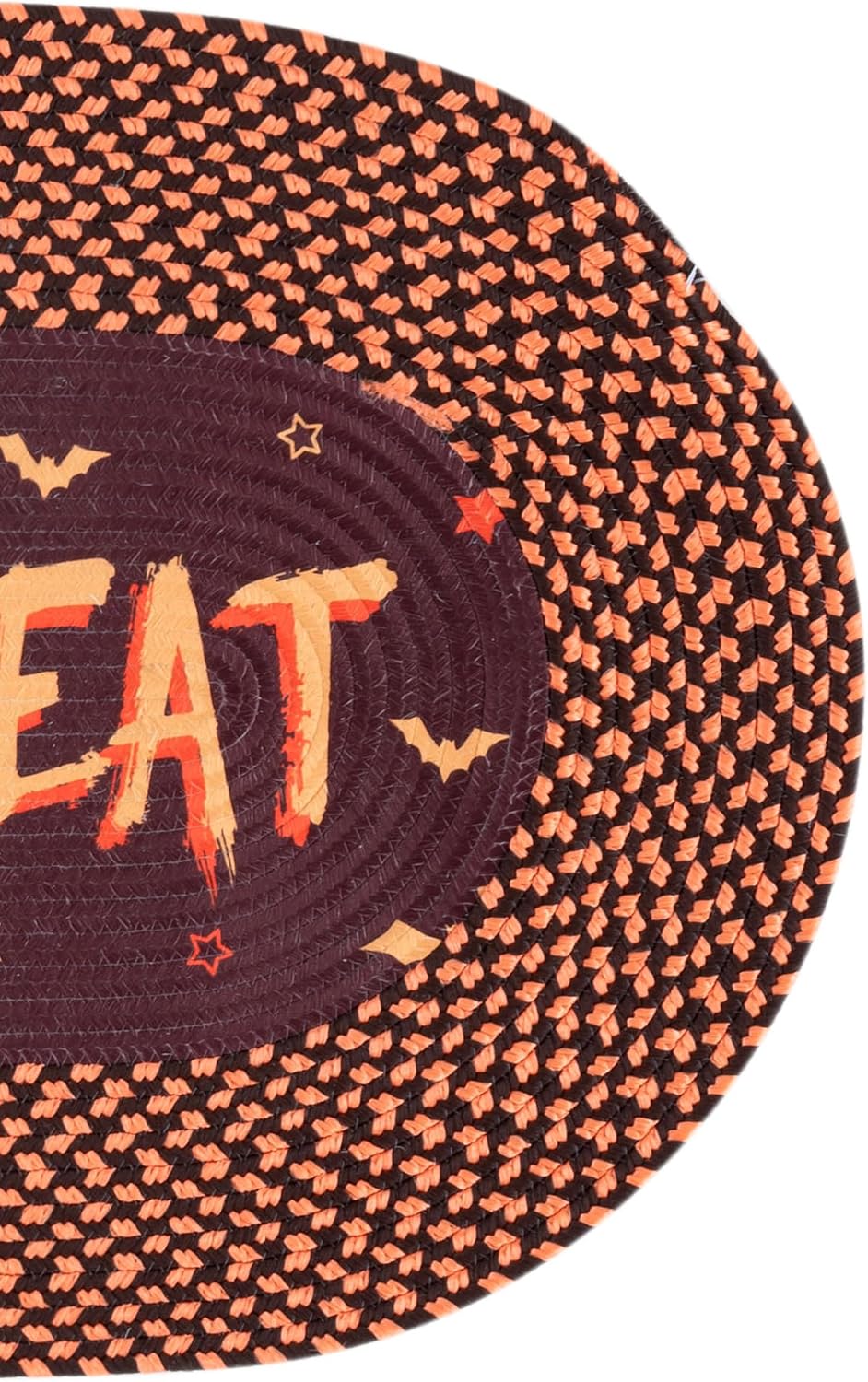 Washable Rug Braided Halloween Poster Collection - 1'8" x 4' Oval, Brown & Rust, Handmade, Ideal for Front Door
