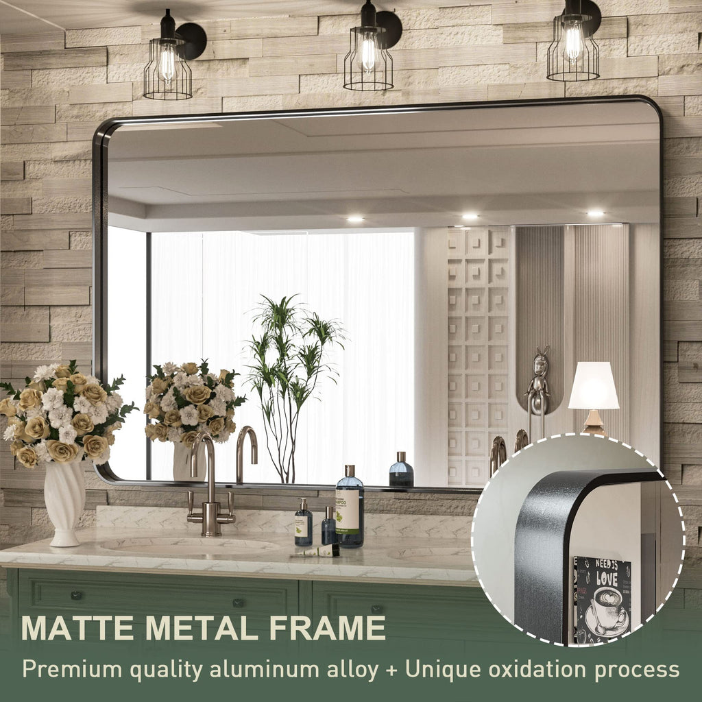 48 x 36 Inch Black Bathroom Vanity Mirror