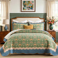 100% Cotton Quilt Set, Vintage Farmhouse Floral, Sage Green