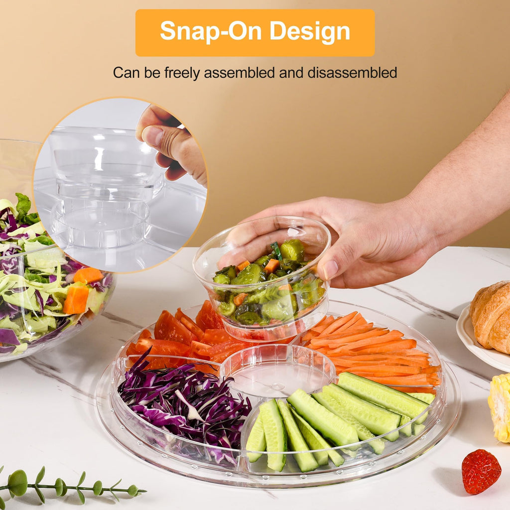 Acrylic Cake Stand with Dome Lid, 12.2 Inch 6-in-1 Clear Cake Plate Carrier with Handle, Crystal Display Holder