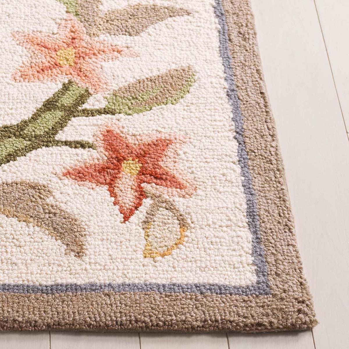 Chelsea Collection Area Rug, Ivory, Hand-Hooked French Country Wool, Ideal for High Traffic Areas in