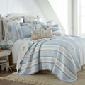 Ipanema Quilt Set - Full/Queen Quilt + Two Standard Pillow Shams - Coastal - Blue, Taupe and Cream - Quilt