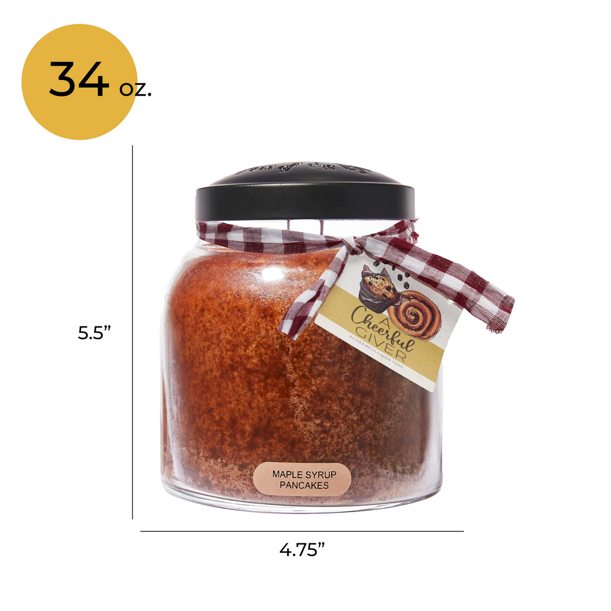 Maple Syrup Pancakes - 34oz Papa Scented Candle Jar with Lid - Keepers of the Light - 155 Hours of Burn Time, Gift