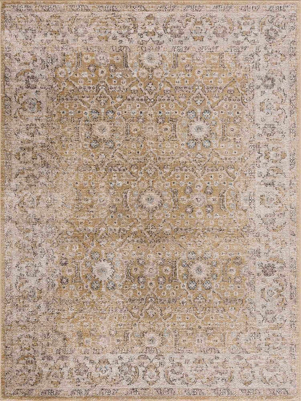 Wagner Living Room, Bedroom Area Rug - Floral Traditional Border Medallion Distressed - Traditional Oriental