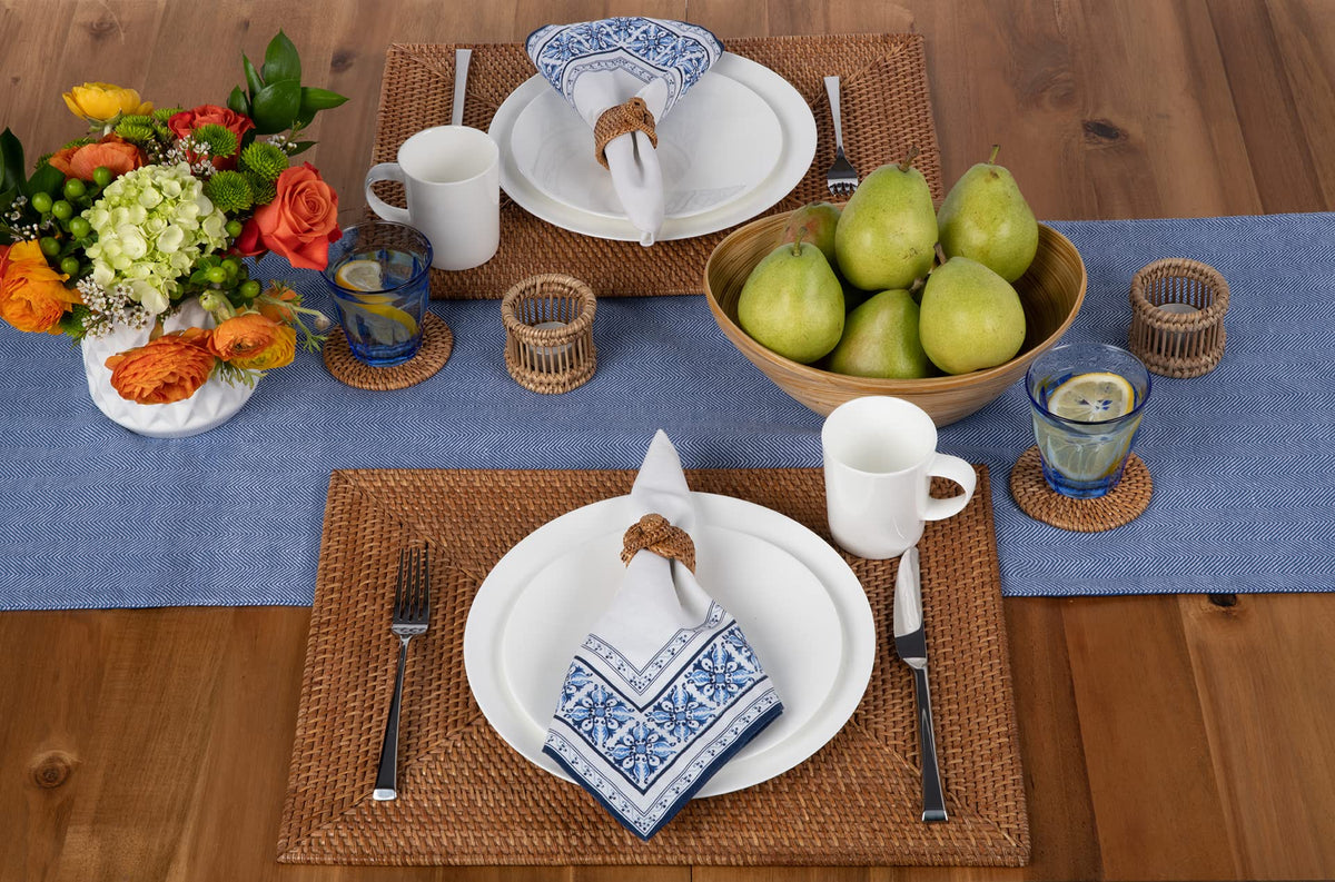 Rattan Placemats Set of 2 Woven Table Mats Honey-Brown Decor