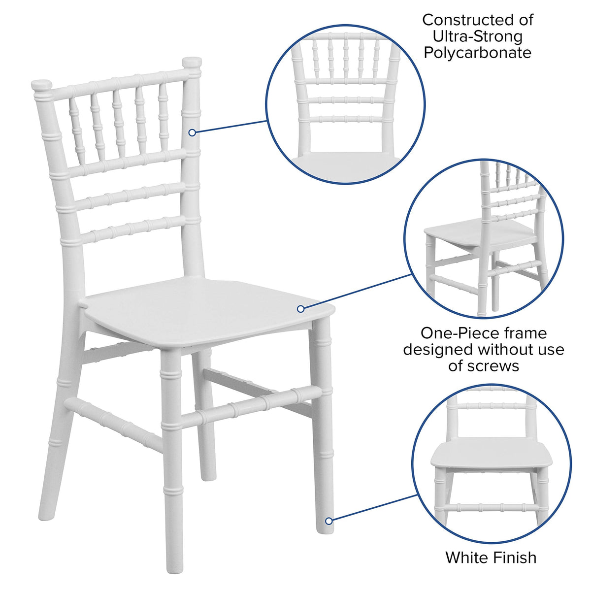 White Kids Resin Chiavari Chair, 10-Pack