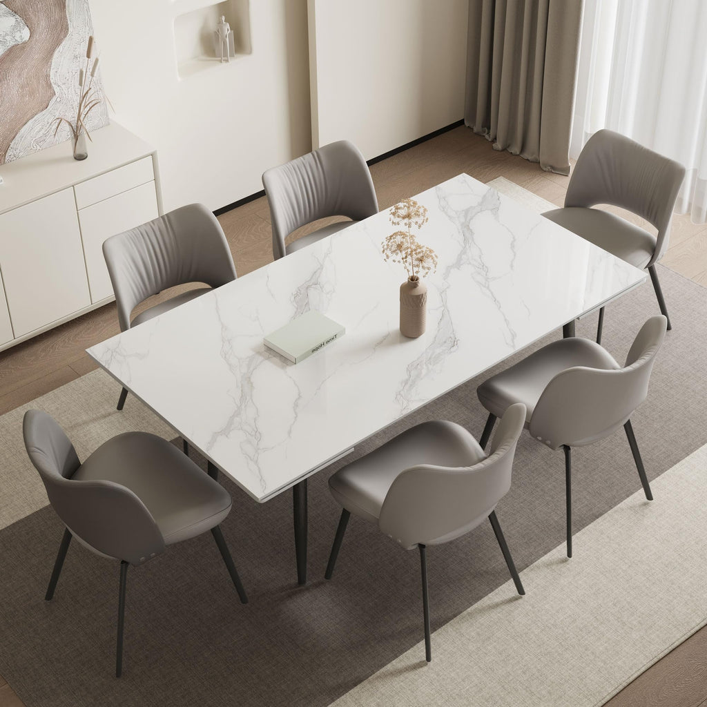 Extendable Dining Table for 6 to 10, Modern Sintered Stone Table