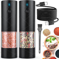 Electric Salt and Pepper Grinder Set USB Rechargeable with Warm LED Light, Adjustable Coarseness Large Capacity - Set of 2