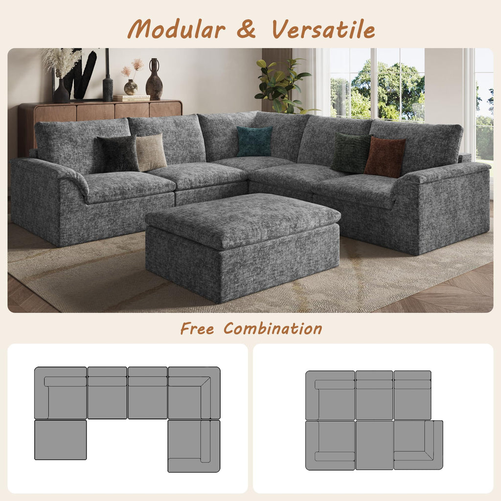 115" Modular Sectional Sofa, Boneless Couches