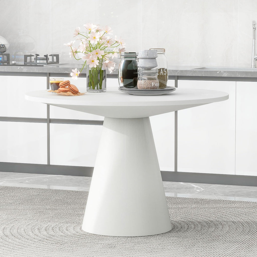 Inspired Saarinen Style 46.5" Modern Round Dining Table for 4-6, Wooden French Country Round Kitchen Table with Pedestal Base, Mid Century