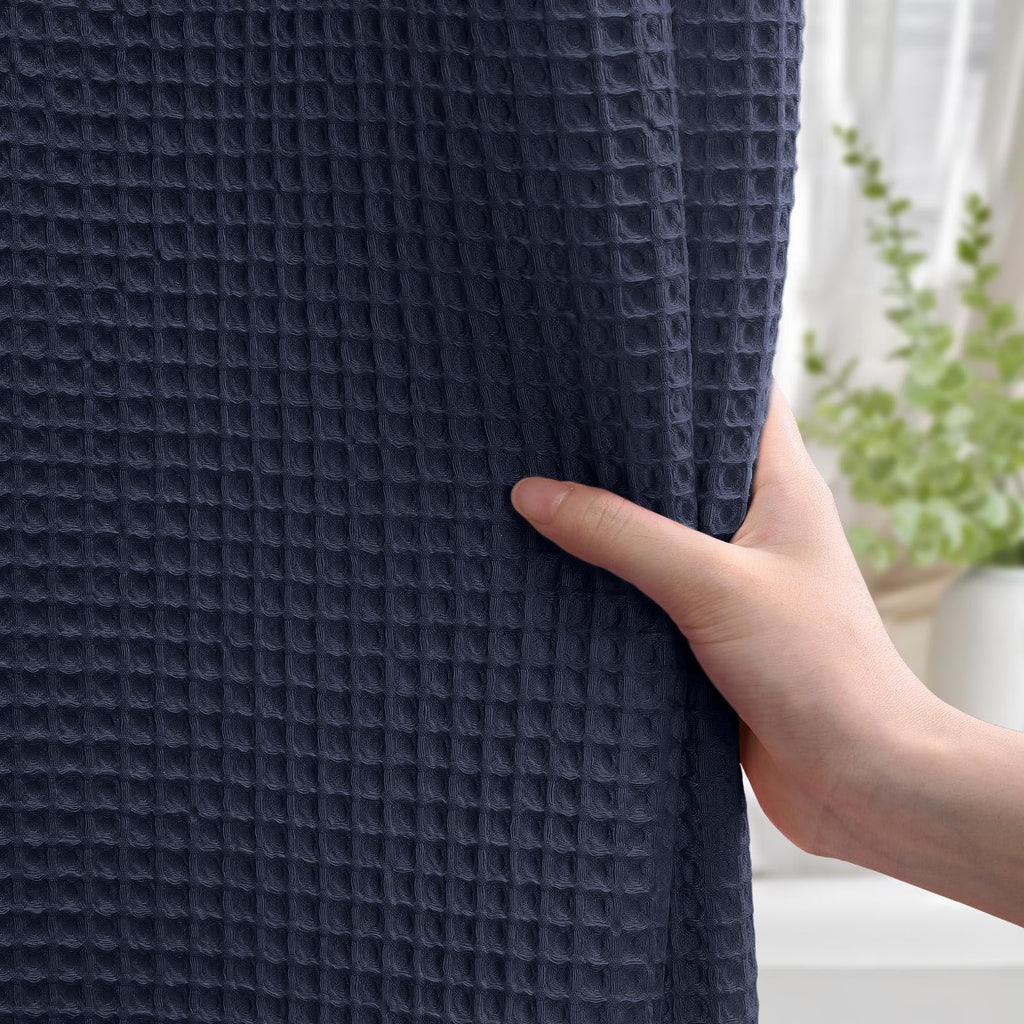 Long Waffle Heavyweight Cotton Fabric Navy Blue 72Wx84L