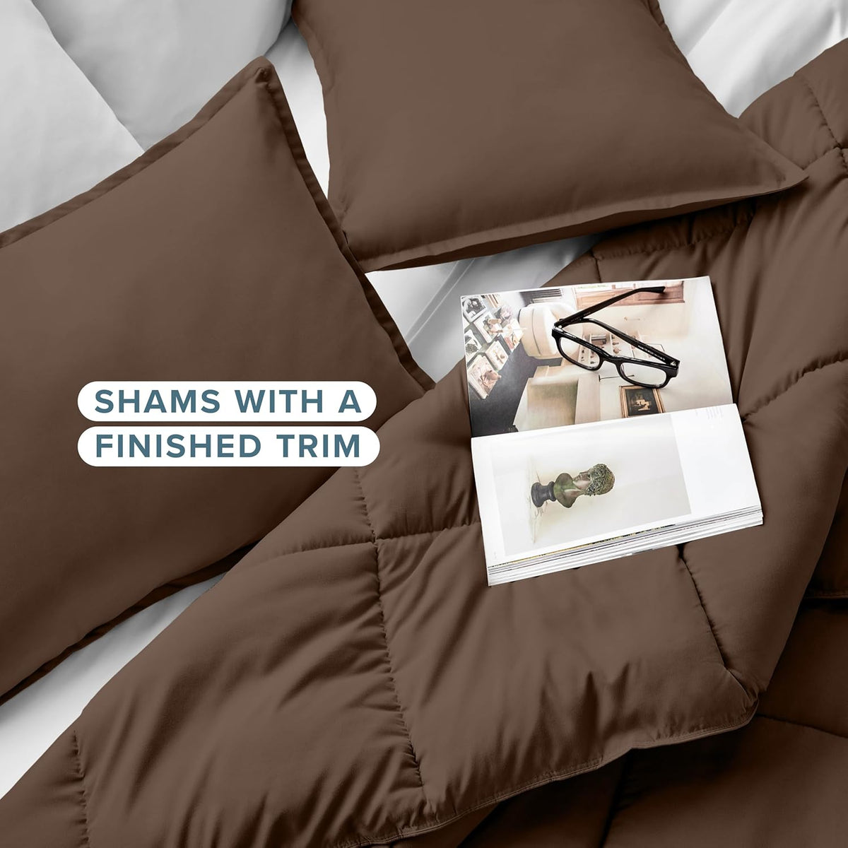 Comforter Set - Ultra-Soft - Goose Down Alternative - Premium 1800 Series - All Season Warmth (Cocoa)