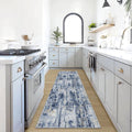 2'6''x8' Runner Rugs Washable Rug: Modern Abstract Hallway Blue Gold Carpet