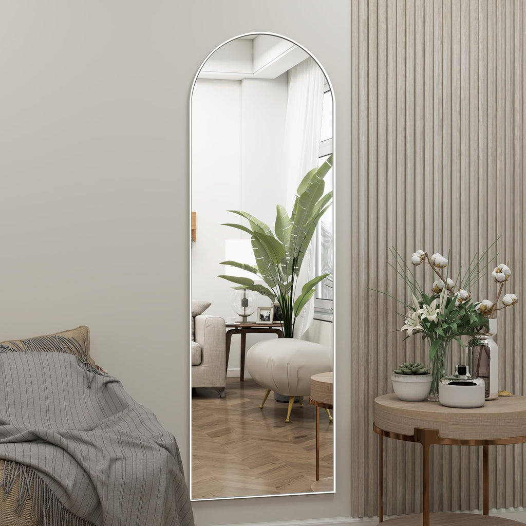 48"x 14" Arched Full Length Door Mirror, Full Body Mirror, White