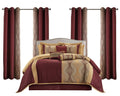 King Comforter Set, Wine Gold, 15 Pieces Room in a Bag, Ultra Soft Jacquard with Patchwork, Luxury Bed Set with