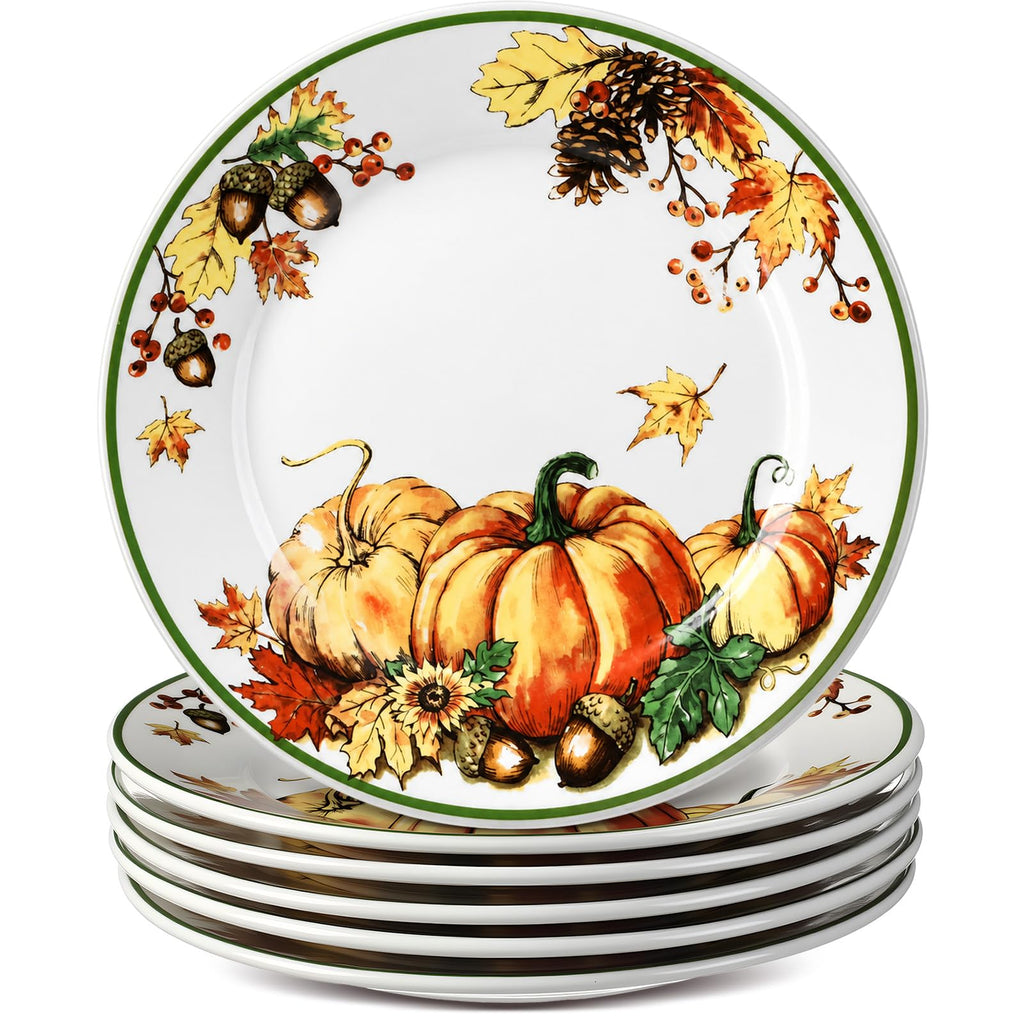 6 Pcs 7 Inch Fall Plates Pumpkin Ceramic Thanksgiving Salad Plates