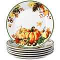 6 Pcs 7 Inch Fall Plates Pumpkin Ceramic Thanksgiving Salad Plates